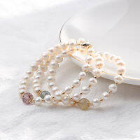 Batu Freshwater Baroque Pearl celet Color Hair Crystal Female ins เครื่องประดับมือไม่สมมาตรดีไซน์เฉพาะกลุ่ม