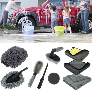 12pcs, Professional Microfiber Car Wash Clean Kit, Wheel And Rim Brush