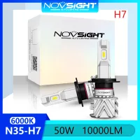 Novsight N35 H7 LED หลอดไฟหน้า 50W 10000LM 6000K สีขาว ซุปเปอร์ไบร์ท LED รถไฟสูง/ไฟต่ำไฟตัดหมอก ปลั๊กแอนด์เพลย์ 2 ชิ้น รับประกัน 1 ปี จัดส่งฟรี