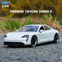 Welly 1:24ปอร์เช่ Taycan เทอร์โบ S ร้อนสไตล์ล้อแม็กรถยนต์รุ่นจำลองตกแต่งของที่ระลึกคอลเลกชันของเล่นตายหล่อรุ่นเด็กของเล่น