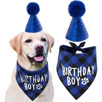 【Explosion umbrella】  อุปกรณ์งานเลี้ยงวันเกิดสุนัขหมวกวันเกิดสัตว์เลี้ยงและผ้าพันคอ Doggy Birthday Bandana Set