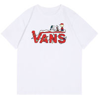 Vans เสื้อยืดผ้าฝ้ายแขนสั้นบริสุทธิ์สำหรับผู้ชายและผู้หญิงทรงหลวมคลาสสิกและมินิมอล