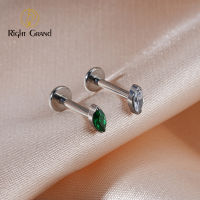 HotRight Grand ASTM F136ไทเทเนียมเดี่ยวเล็กๆ Marquise CZ ภายในเกลียวแบนกลับ Labret Helix Tragus เจาะ Labret