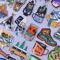 Outdoor Mountaineering Embroidered Thermoadhesive Patches on Clothes Backpack Explore Nature Scenery Fusible Iron-on Patch Haberdashery