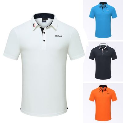 ―― J.L INDEBER Titleist GOLF MARK LONA PG Summer Clothing Men S Short Sleeve T-Shirt Outdoor Sports Coat Lapels Quick-Drying Breathable GOLF Polo Shirt
