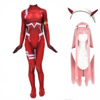 Women Sexy Zentai Suit Zero Two Cosplay Costume Bodysuit Darling In The Franxx 02 Role Play Jumpsuit Set Halloween Costumes