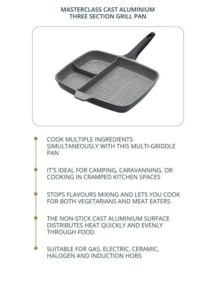 MasterClass Aluminium 32cm 3-Section Grill Pan