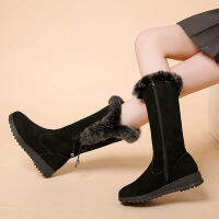 ฤดูหนาว Wedges สั้น Plush กลางลูกวัว Snow Boots แพลตฟอร์ม Suede ผู้หญิงซิปรองเท้าหนังนิ่ม2023ใหม่แนวโน้ม Fad Cozy Mujer รองเท้า