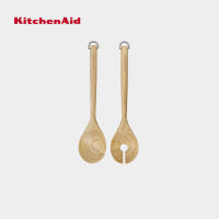 KitchenAid Birchwood Salad Servers, Fork and Spoon - Light Wood ช้อนส้อมสำหรับตักสลัด