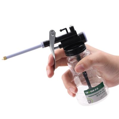 【CC】 250ml Cans Plastic Transparent Hose Pressure Grease Oiler Gun Injector Can