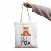 【ACD】  กระเป๋า Let 39; S Pretend I 39; M A Animal Cute Shopping BAG Print Cool Women Shopper Bag White Women Fashion Shopper Shoulder Bags Tote Bag