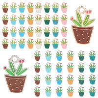 96Pcs 14 Styles Alloy Enamel Pendants Potted Plant Charm Mixed Color 22x14.5x1.5mm Hole: 2.5mm 6pcs/style