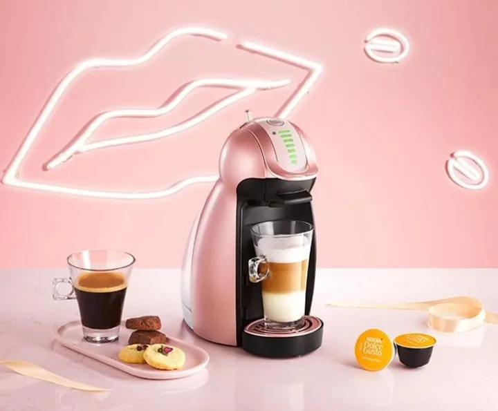 white rose gold coffee machine