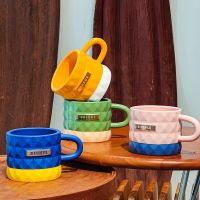 【CW】450ML Creative Water Cup Ceramic Mug Nordic Coffee Cups with Portable Handrip Colored Ceramics Big Juice Mugs