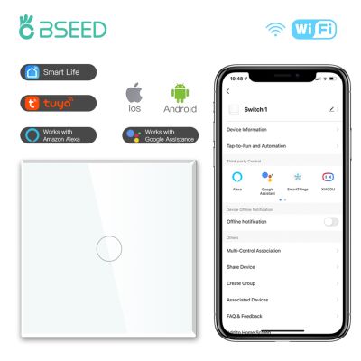 【CW】 BSEED 1/2/3Gang Wifi 1/2/3Way Glass Tuya App 2Pack