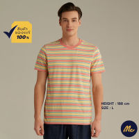 Mc Jeans เสื้อยืดแขนสั้นผู้ชาย คอกลม สีเหลือง ลายริ้ว MTSZ993