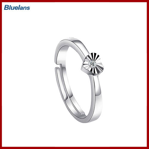 Bluelans®แหวนเครื่องประดับคู่คู่รักคู่รักชุบเงินหัวใจกลวงแบบ Unisex แฟชั่น
