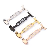 “：{+ Stainless Steel Solid Double Pull Button Fold Watch Buckle Butterfly Deployment Clasp Watch Strap 12/14/16/18/20/22/24Mm Newest