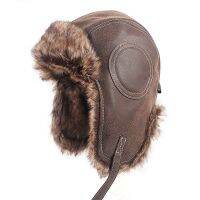 【KFAS Clothing Store】 ผู้ชาย39; S ฤดูหนาวหมวก Ushanka ดักสัตว์เครื่องบินทิ้งระเบิดหมวกผู้ชาย2022หนังนิ่มโซเวียตรัสเซียหมวกปิดหูนักบินหมวก Gorro Ruso F AUX ขนหมวก