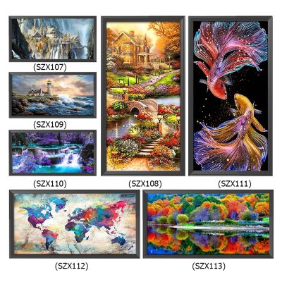 ✘ Cross Stitch Kits DIY Landscape Ecological Cotton Thread 11CT Printed Embroidery Needlework 40x85cm Home Decoration