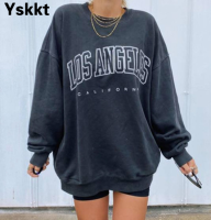 Yskkt T Shirt Women 2021 Loose Long Sleeve Pullover Tops Spring Autumn Ladies Casual Letter Printing Oversized Woman Tshirts