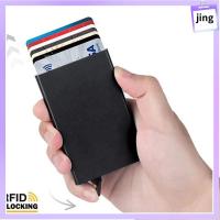 JING อัตโนมัติ ป๊อปอัป นักธุรกิจ กระเป๋าป้องกัน ID การปิดกั้น RFID กระเป๋าบัตร RFID ผู้ถือบัตรเครดิต