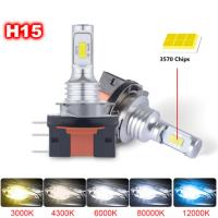 [ANYA Auto Parts] หลอดไฟ LED H4 H7 H15 2ชิ้นไฟสูงไฟหน้ารถไฟวิ่งวันขับรถ12V 24V 6000K VW Audi BMW โคมไฟอัตโนมัติสีขาว