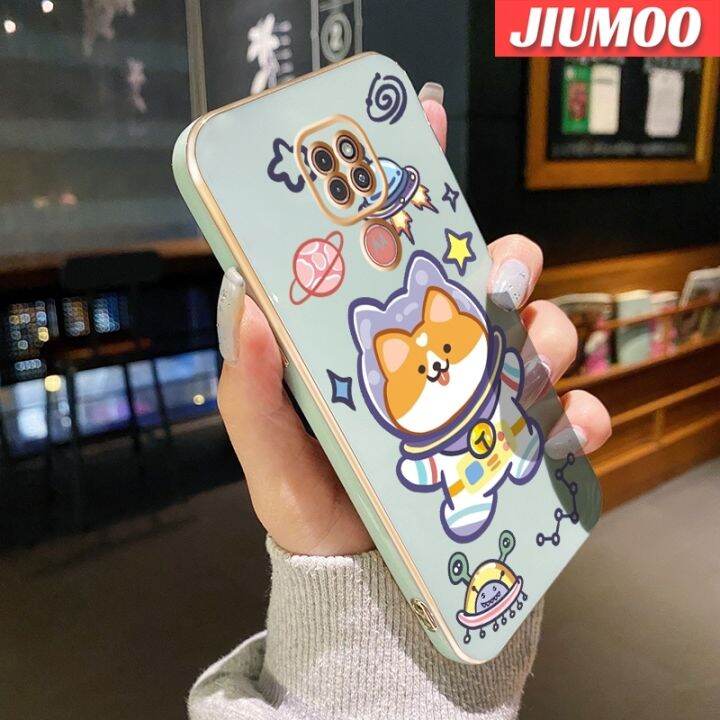 เคส-jiumoo-สำหรับ-moto-g9เล่น-g9บวกกับพลัง-g9เคสลายการ์ตูนน่ารักพื้นที่ลูกสุนัขดีไซน์ใหม่นุ่มหรูหราชุบเคสโทรศัพท์ขอบด้านข้างเคสกันกระแทกสี่เหลี่ยมป้องกันเลนส์กล้องคลุมทั้งหมด