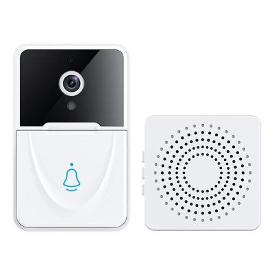 1Set Wireless Remote Video Doorbell Intercom HD Night Vision WiFi Charging Anti-Theft Doorbell White