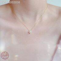 ┅ 925 Sterling Silver European Simple Crystal Flower Pendant Clavicle Chain Necklace Women Classic Temperament Wedding Jewelry