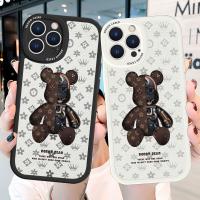 IPhone 11 Pro MAX SE 2020 X XS XR 6 6S 7 8 Plus 2022 Compatible เคสไอโฟน สำหรับ Case Leather Cartoon Brown robot bear เคส เคสโทรศัพท์ เคสมือถือ Case Back Cover Shockproof Casing