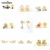 {Han ornaments}PANAOBEN 925 Silver Earring For Women Cute Zircon Mini Stud Earrings Minimalist Fine Piercing Pendientes High Quality Jewelry