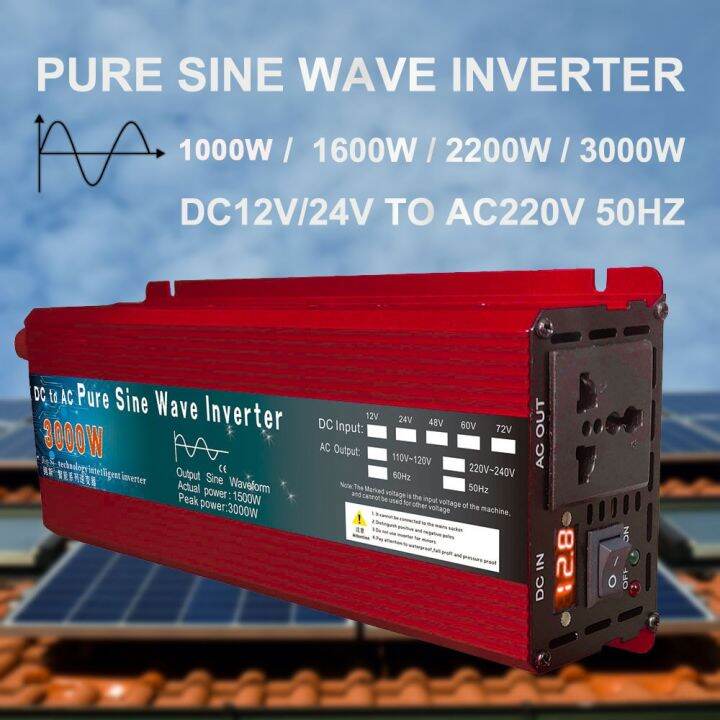 Inverter 12v 220v 1000w 2000w 3000w Dc 24v 48v 60v To Ac 220v Pure Sine 