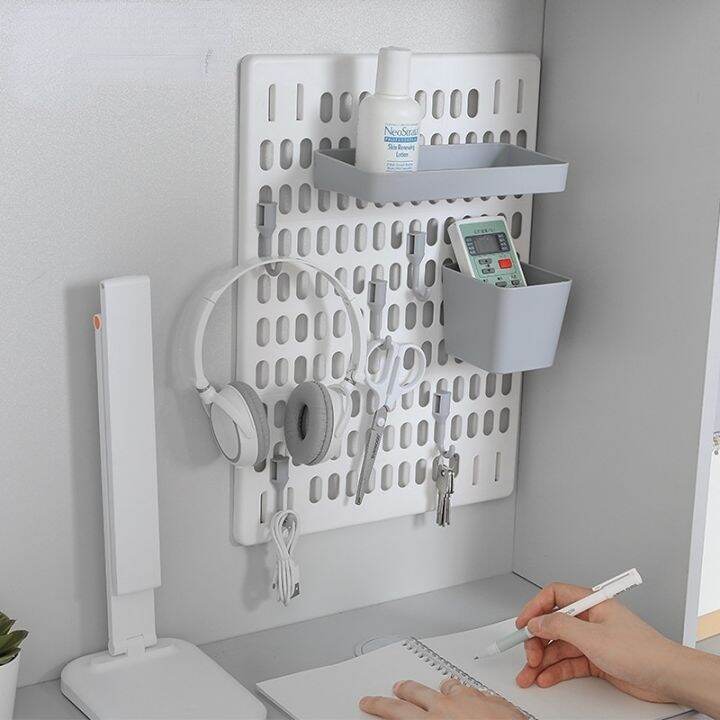 cw-punch-free-plastic-hole-board-rack-wall-mount-storage-organizer-pegboard-shelf