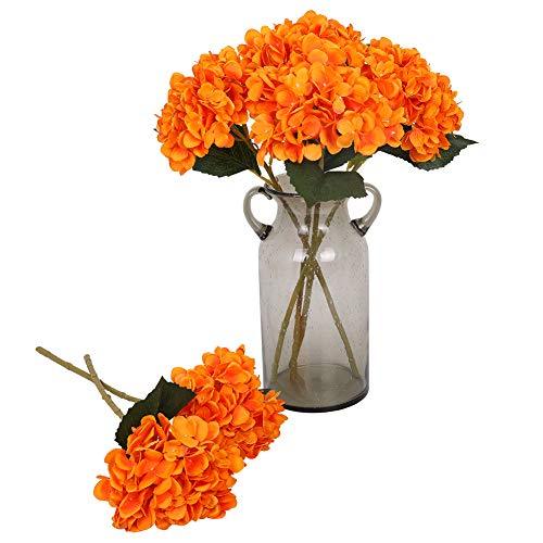 6Pcs Artificial Silk Hydrangea Realistic Flowers Bouquet for Wedding Party  Office Home Decor ( Not Included Vase ) 