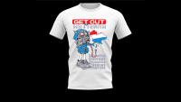 เสื้อยืดเนื้อผ้า TK พิมพ์ลาย Get Out ขาว!