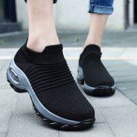 ♗❄❄ Fashion Woman Tenis Feminino Breathable Mesh Tennis Shoes Height-increasing Slip-on Female Sock Sneakers Thick Bottom Platforms