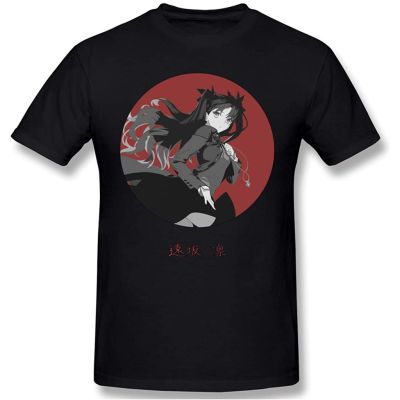 Mens Fate Stay Night Tohsaka Rin Short Sleeve Top T-Shirt Pure cotton short sleeve breathable round neck