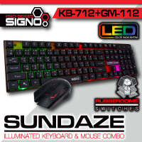 Signo รุ่น KB-712 + GM-112 Sundaze Illuminated คีย์บอร์ด &amp; เมาส์ คอมโบเซ็ต Keyboard &amp; Mouse Combo ประกัน 1 ปี ของแท้