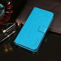 SmartPhonemall For Motorola Moto E20 idewei Crazy Horse Texture Leather Phone Case with Holder &amp; Card Slots &amp; Wallet(Sky Blue)