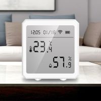 +【； App Alert Office Smart Home Battery Operated Practical LCD Display ABS Monitoring Wifi Temperature Humidity Sensor Fit For Alexa