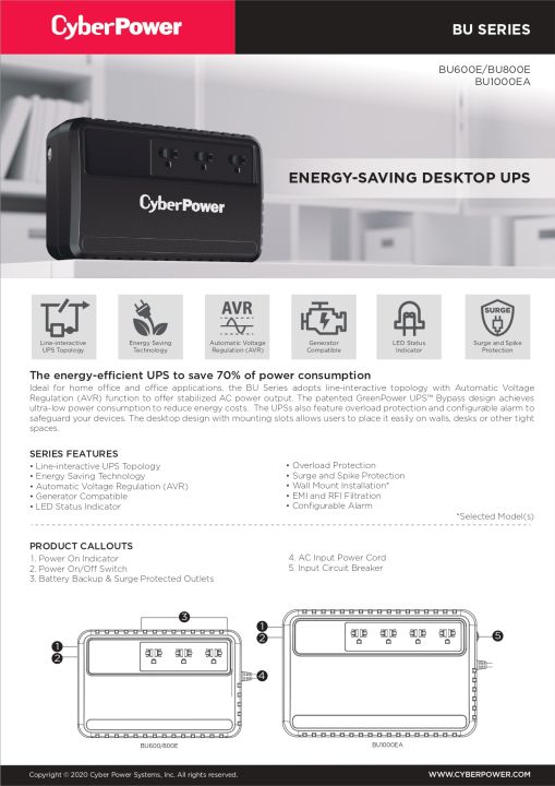 cyberpower-ups-bu600e-600va-360watts-เครื่องสำรองไฟ-ของแท้-ประกันศูนย์-2ปี