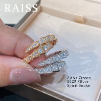 RAISS 18K เพชรสังเคราะห์ทองเพชรสแตนเลส AAA + แหวนงูเพทายสำหรับผู้หญิง