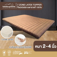 NDL ท็อปเปอร์ยางพาราฉีดแท้ 100% 7 Zone Natural Latex Topper หนา 2-4 นิ้ว หุ้มผ้า Velour กันไรฝุ่น ขนาด 3.5 ฟุต / 5 ฟุต / 6 ฟุต