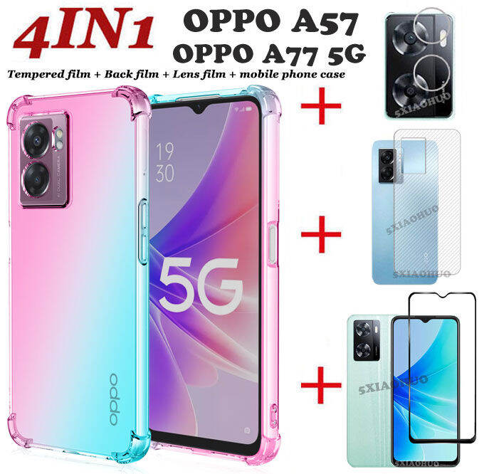 4in1-กรณีโทรศัพท์สำหรับ-oppo-a57กรณี-oppo-a77-5g-oppo-a76-a96สี่มุมวางหลักฐานกรณีโทรศัพท์-ฟิล์มกระจกนิรภัย-คาร์บอนไฟเบอร์กลับฟิล์ม-เลนส์ฟิล์ม