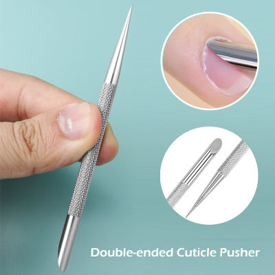 💖【Lowest price】MH Double ended NAIL Pusher cuticle Remover เล็บเล็บเท้าความงามเครื่องมือเหล็ก