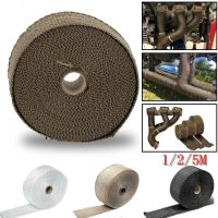 【YD】 5M Roll Fiberglass Shield Motorcycle Exhaust Thermal Tape Header Pipe Wrap Protection with Ties