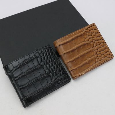 Crocodile Pattern Leather Wallet Men Black Brown Thin Male Purse Money Dollars Clip Credit Card Holder Purses for Man