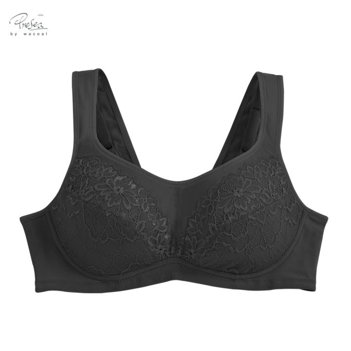 presea-บราไร้โครงตกแต่งลูกไม้-lace-bra-สีดำ-ma1503