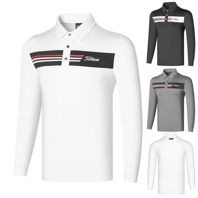 DESCENNTE J.LINDEBERG UTAA Castelbajac Mizuno PEARLY GATES  Honma Titleist☌✳◐  Golf long-sleeved t-shirt mens golf ball clothes quick-drying Polo shirt top breathable sports outdoor clothing